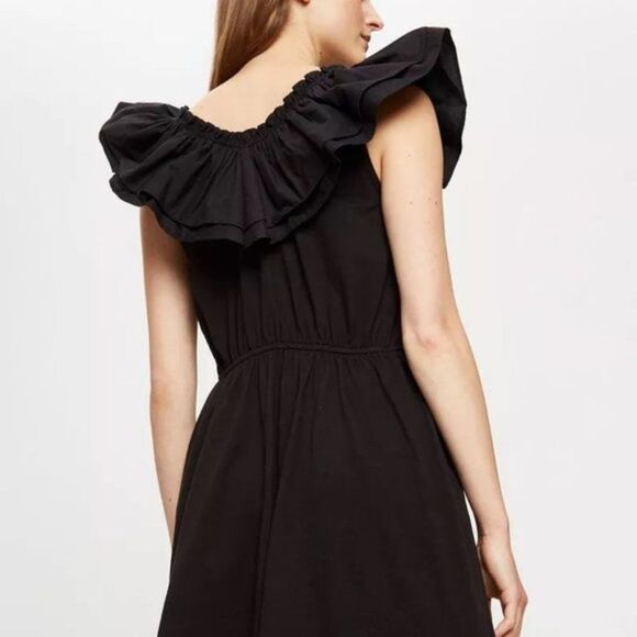 Dorothy Perkins Women's Large Frill Mini Dress Black - Picture 4 of 8